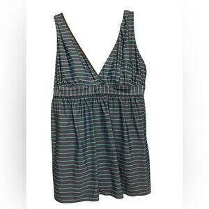 Sold Sonnet Shores Women’s Blue Striped One Piece Bathing Suit Dress Sz 14